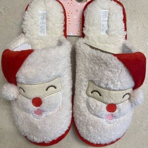 Cozy Santa Slippers woman’s size 9- Red and White